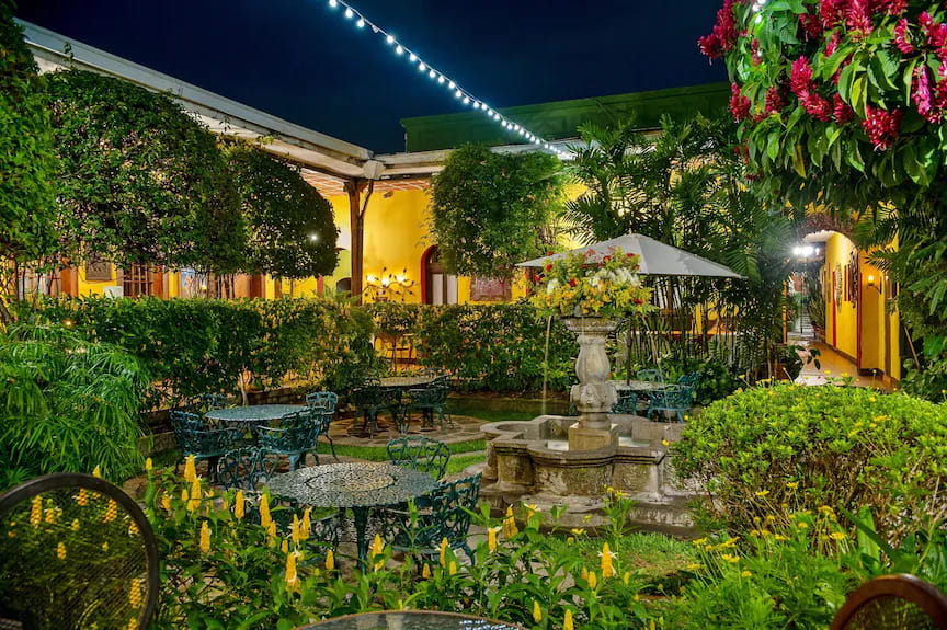 Colonial courtyard hotel in Antigua, Guatemala
